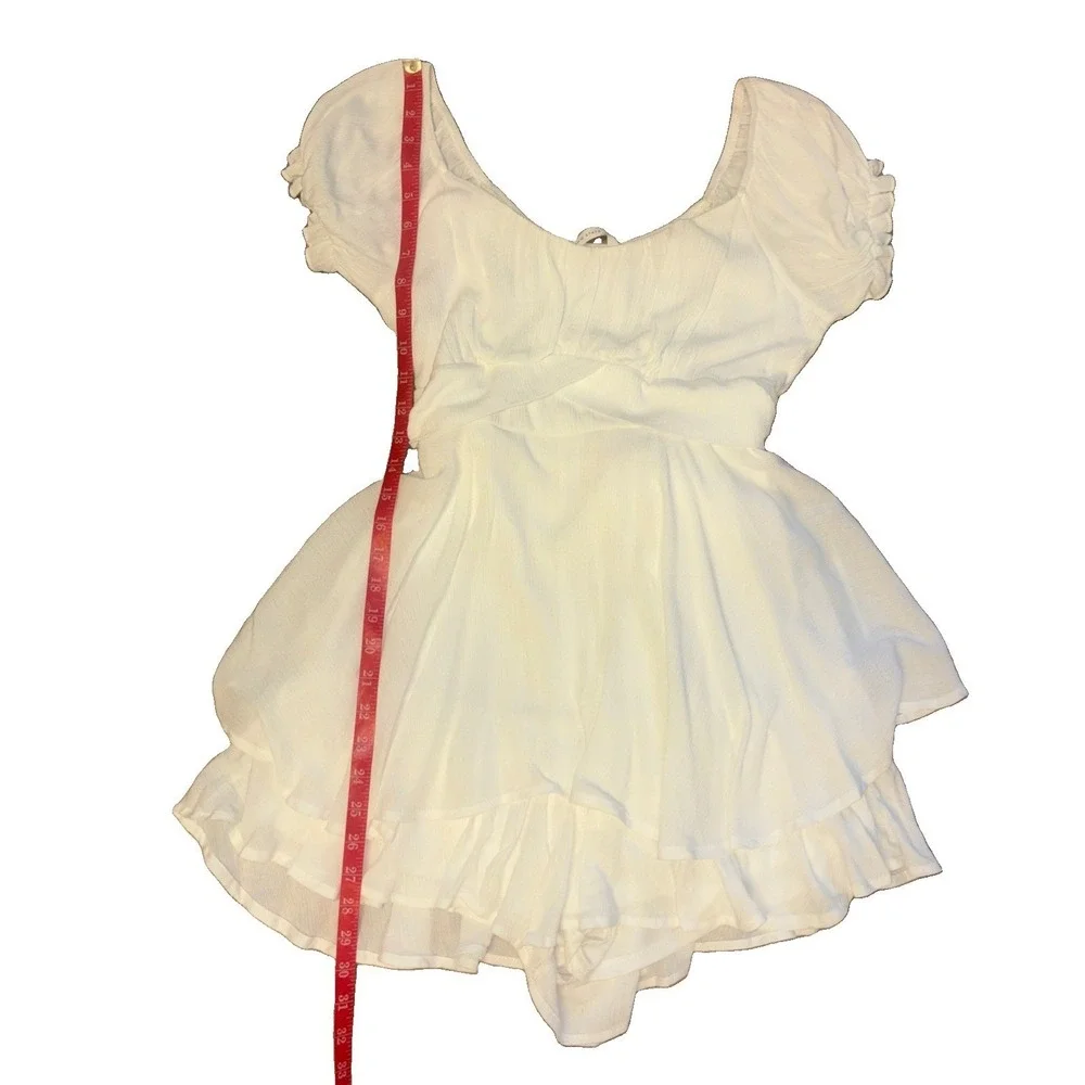 Womens White Women's Dress Sz S Cottagecore Peasant Fairycore Romper Shorts